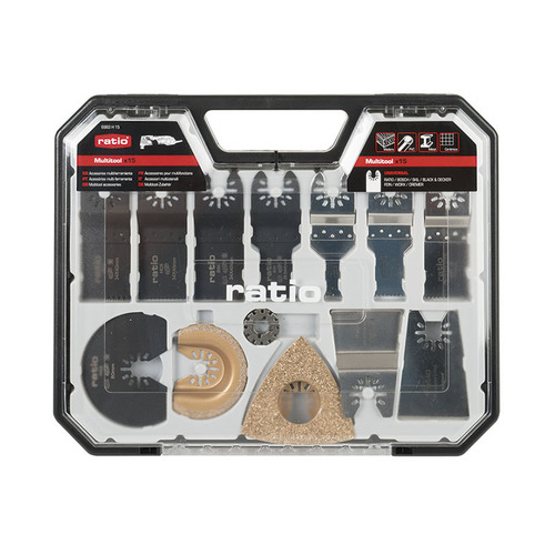 JUEGO 15 PIEZAS ACC. UNIVERSA. MULTIHERRAMIENTA RATIO