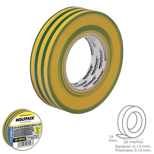 CINTA AISLANTE  PROFESIONAL  25X19MM AMARILLA/VERDE   AFT
