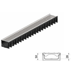 CANALON ACO NEGRO H50   REJILLA GALVANIZADA