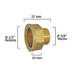 REDUCCION HEXAGONAL LATON 1/2M-3/8